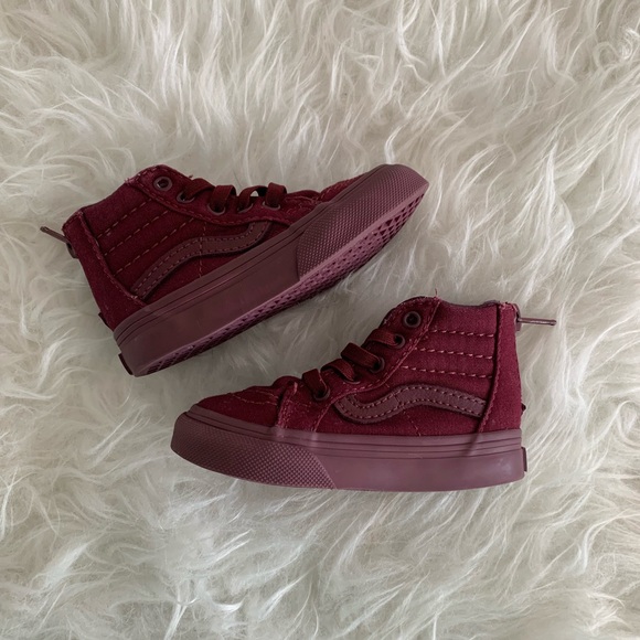 maroon van high tops